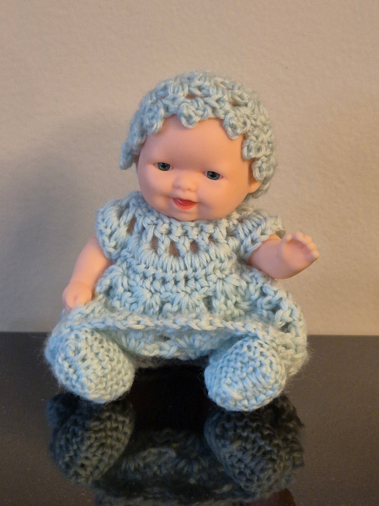 Outfit for 5 Inch Doll - 'Ruby' Crocheted Dress