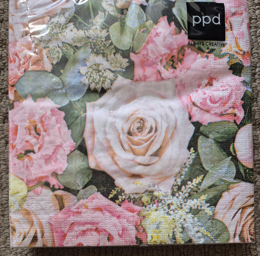 PPD 'Bouquet'  3 Ply Paper Luncheon Serviettes 33cm x 33cm Pack of 20