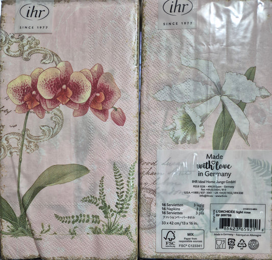 IHR 'L'Orchidee Light Rose' 3 Ply Paper Buffet Serviette 33cm x 42cm Pack of 16