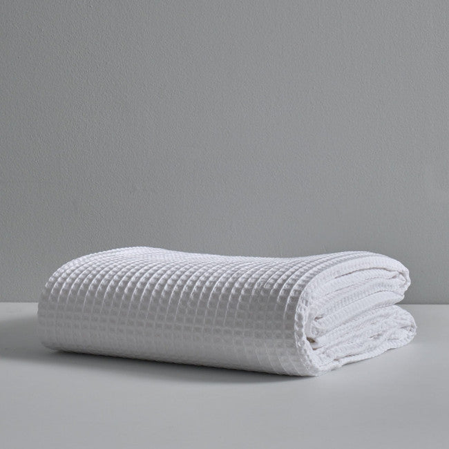 White Luxury Cotton Waffle Blanket