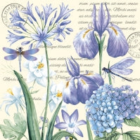 Maki Irises, Hydrangea and Dragonflies Serviettes