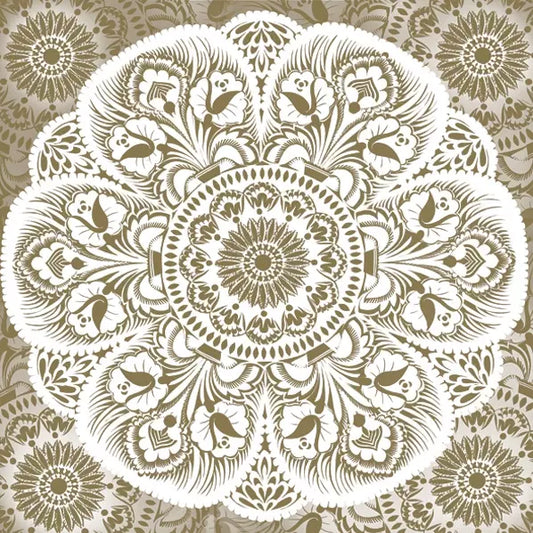Maki Lowicz Folk White cut Out on Gold Serviettes