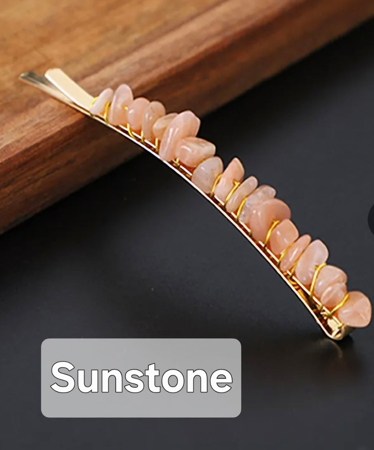 Crystal Stone Chips Hair Slides Pair