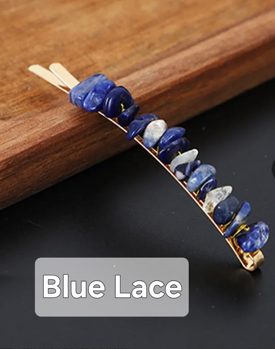 Crystal Stone Chips Hair Slides Pair