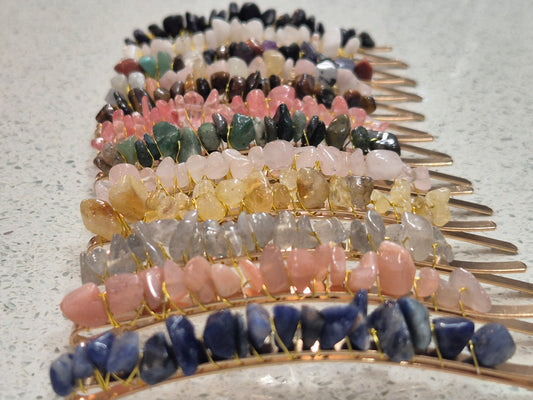 Crystal Stone Chips Hair Slides Pair