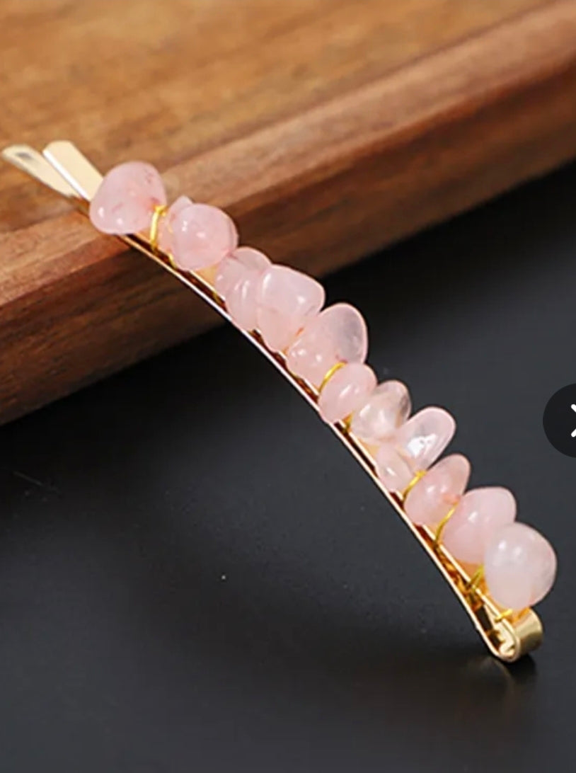 Crystal Stone Chips Hair Slides Pair