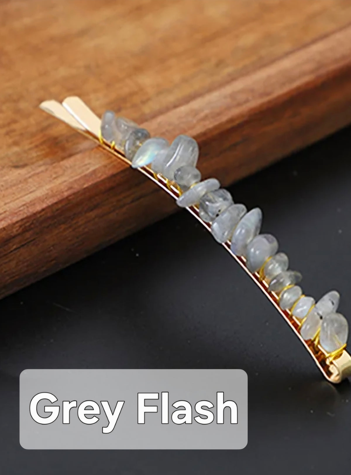 Crystal Stone Chips Hair Slides Pair