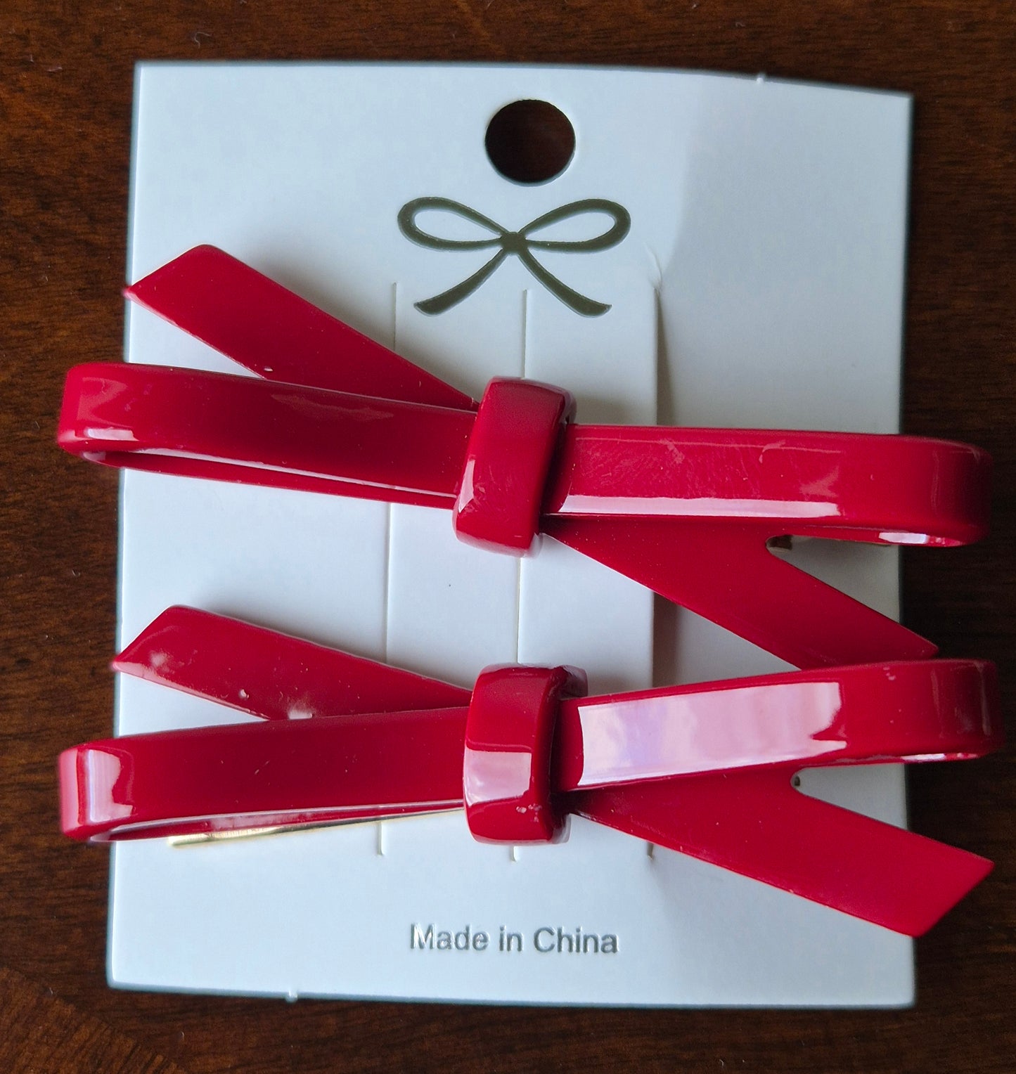 'Lizzie' Gloss Hair Bow on Alligator Clips - Pair