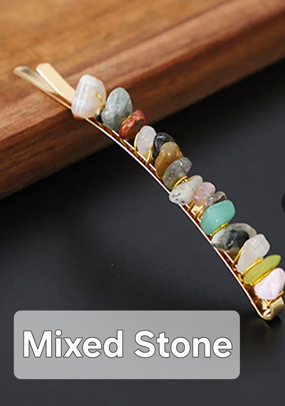 Crystal Stone Chips Hair Slides Pair