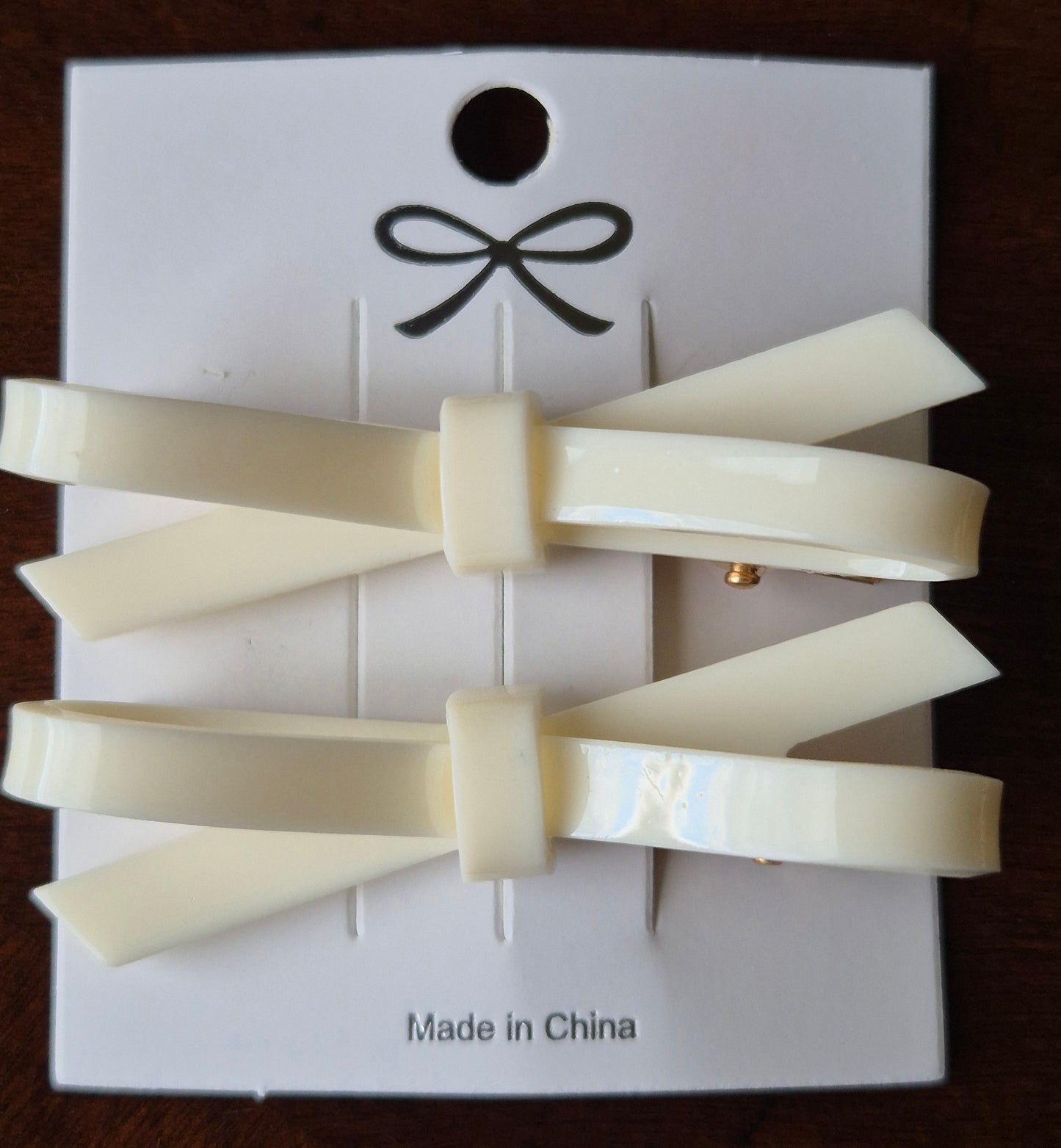 'Lizzie' Gloss Hair Bow on Alligator Clips - Pair