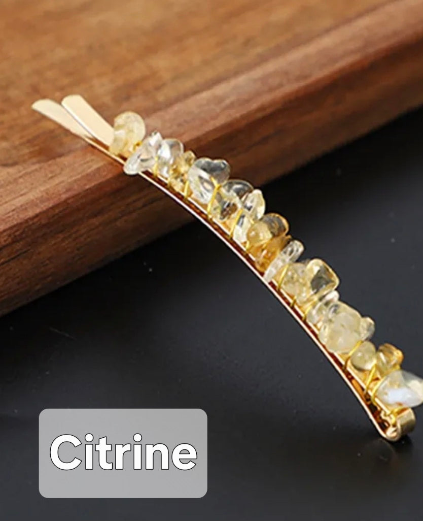 Crystal Stone Chips Hair Slides Pair