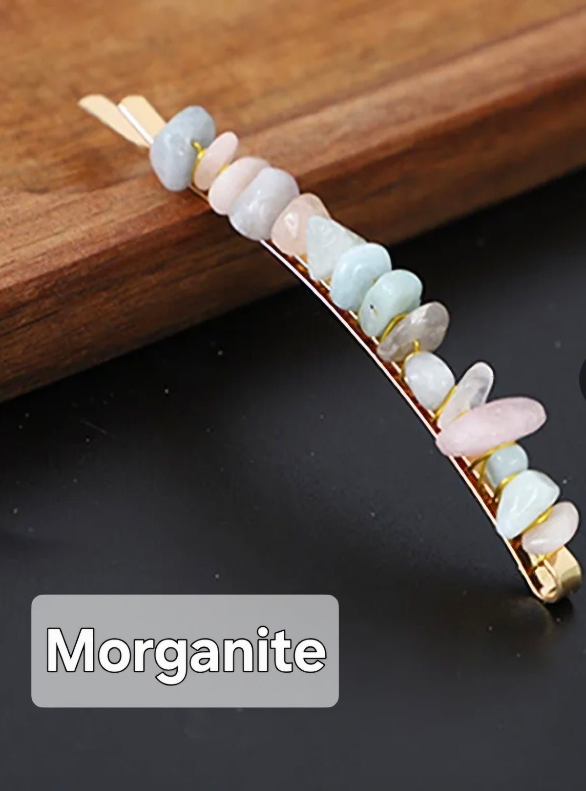 Crystal Stone Chips Hair Slides Pair