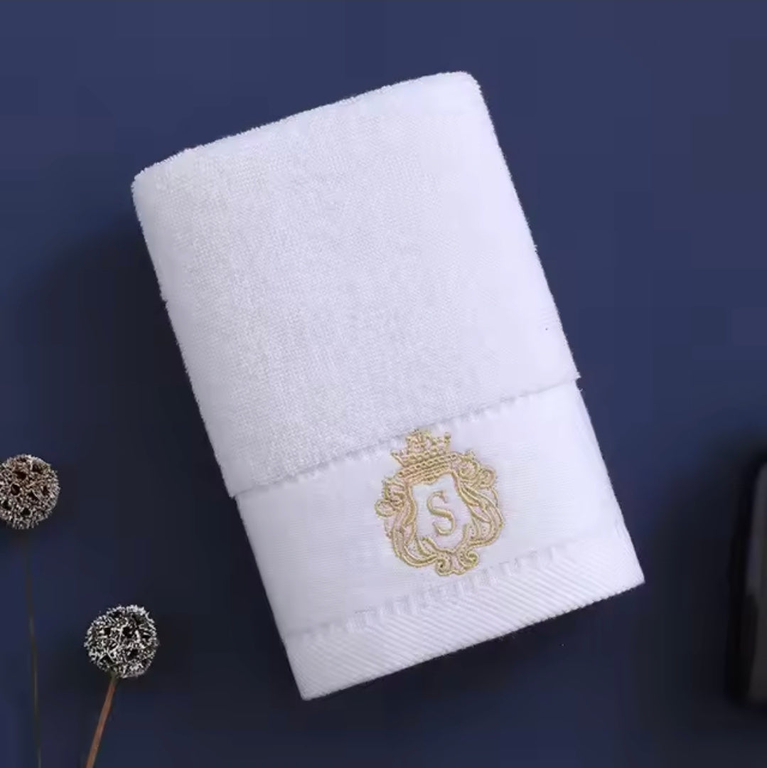Soft White Hand Towel with S Monogram