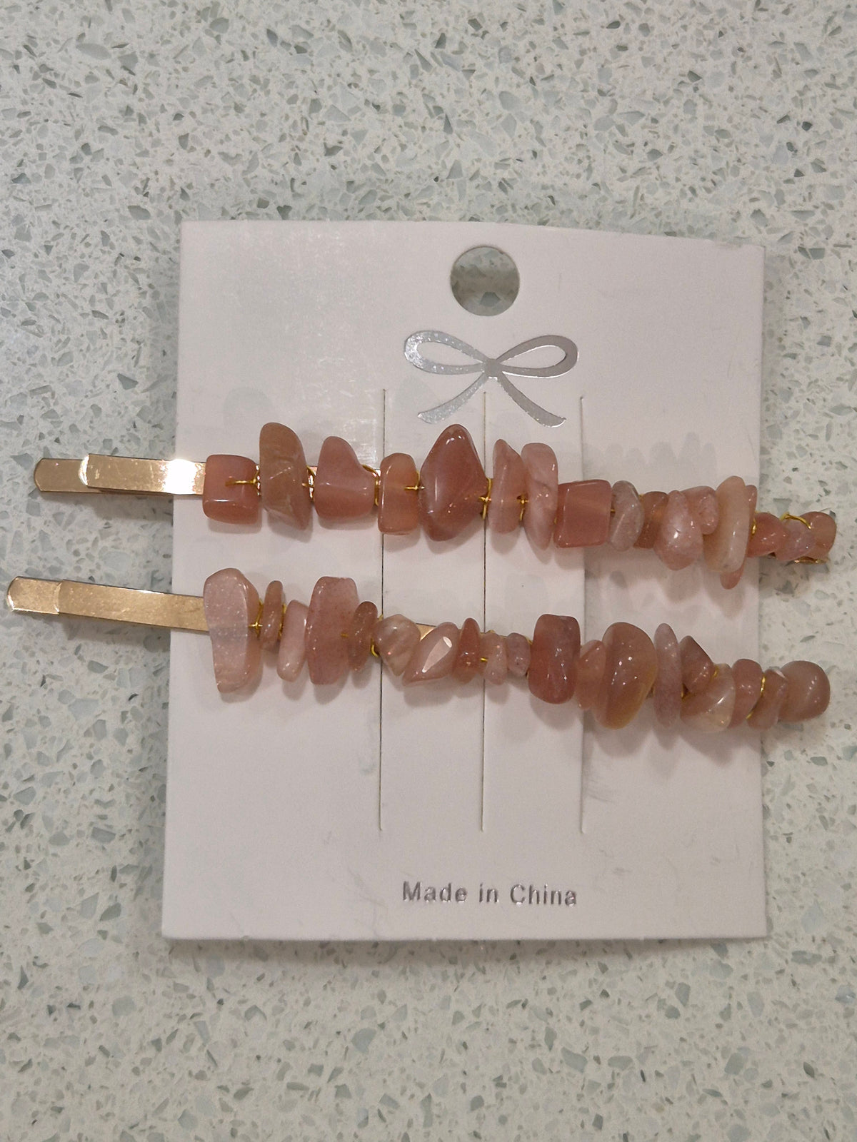 Crystal Stone Chips Hair Slides Pair