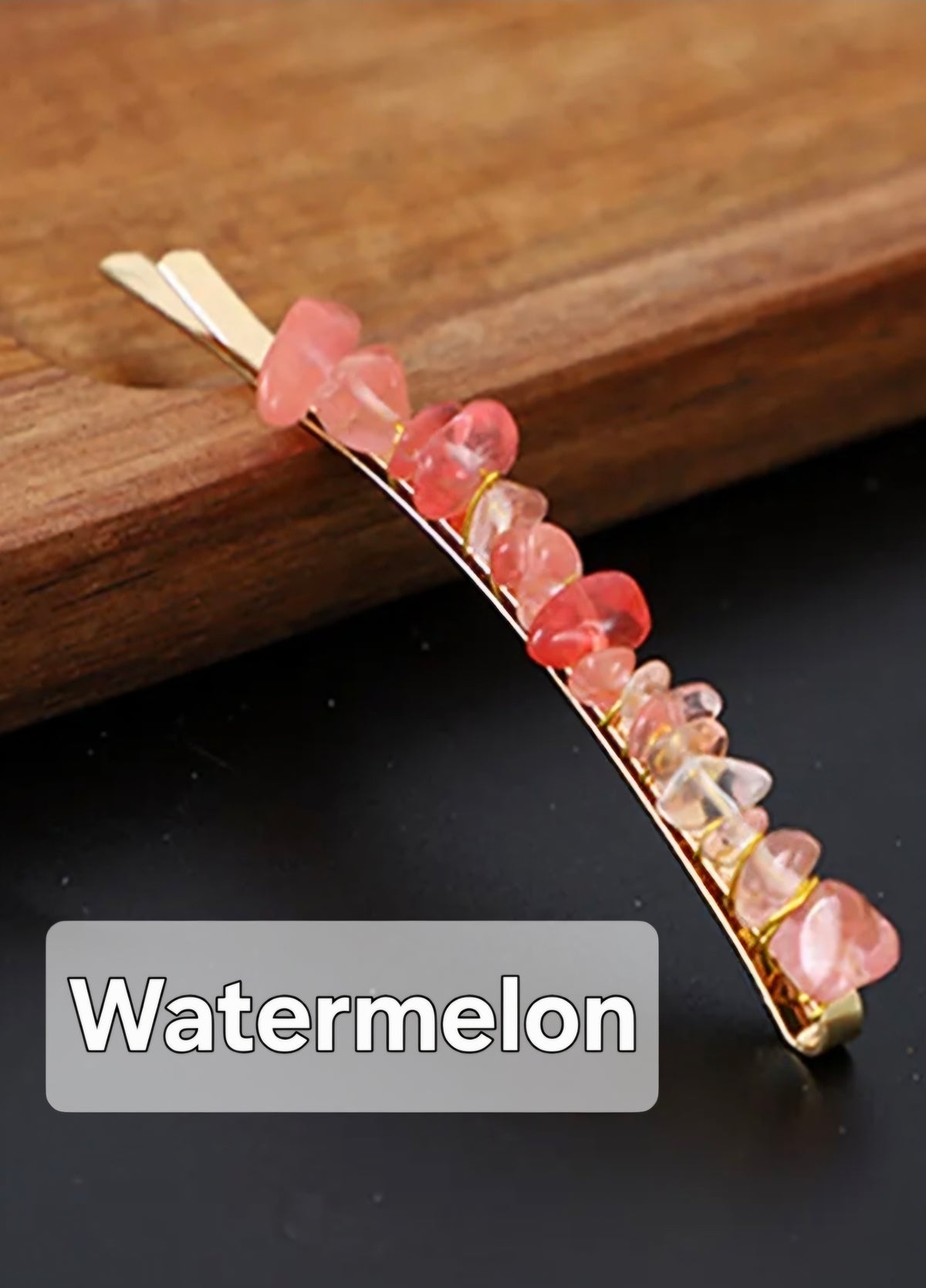 Crystal Stone Chips Hair Slides Pair
