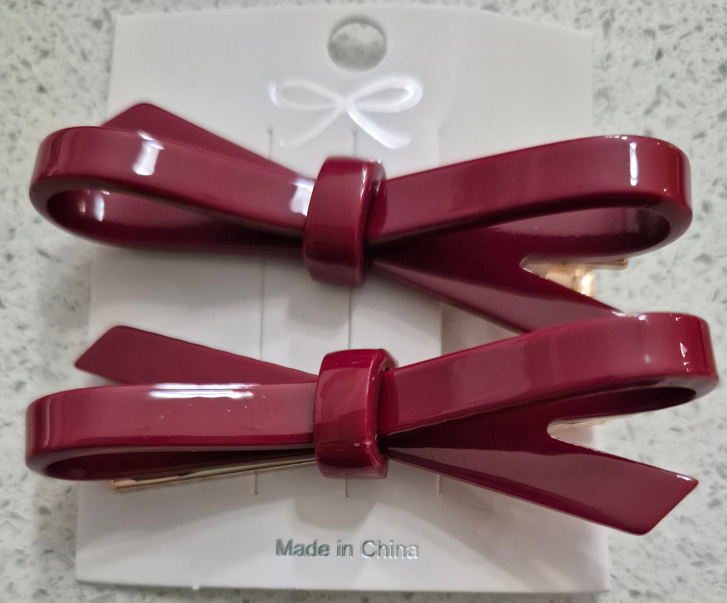 'Lizzie' Gloss Hair Bow on Alligator Clips - Pair