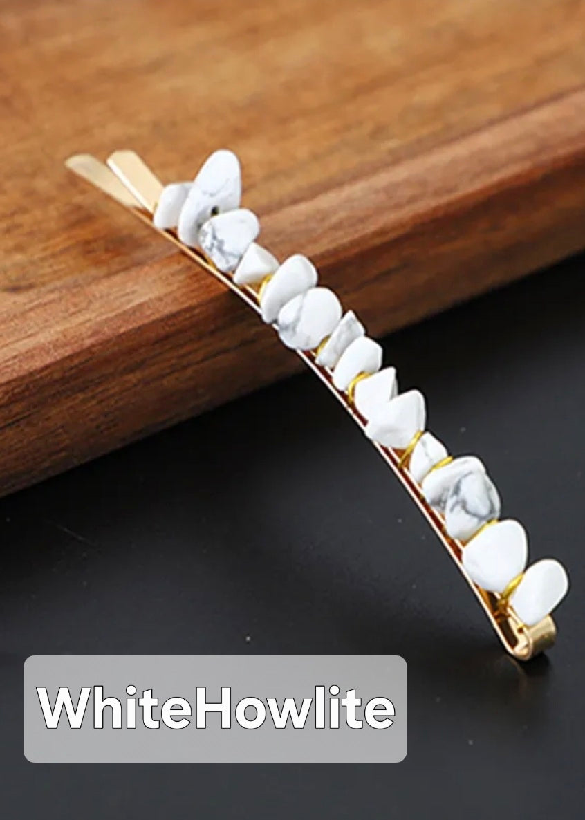 Crystal Stone Chips Hair Slides Pair